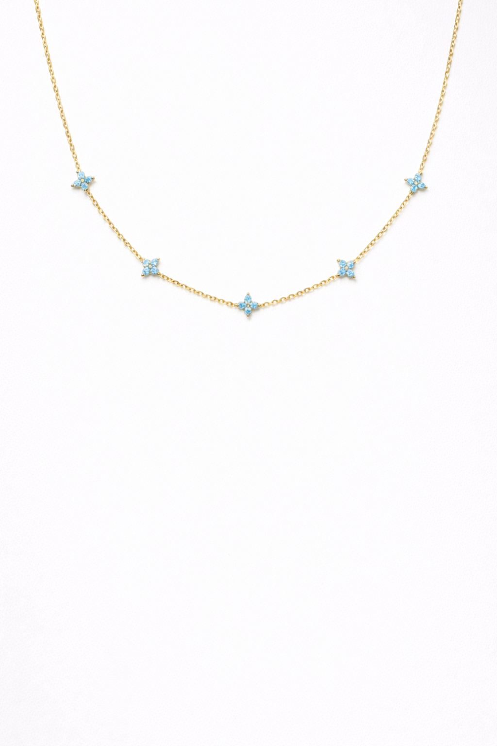 Daisy Delicate Necklace Gold Blue