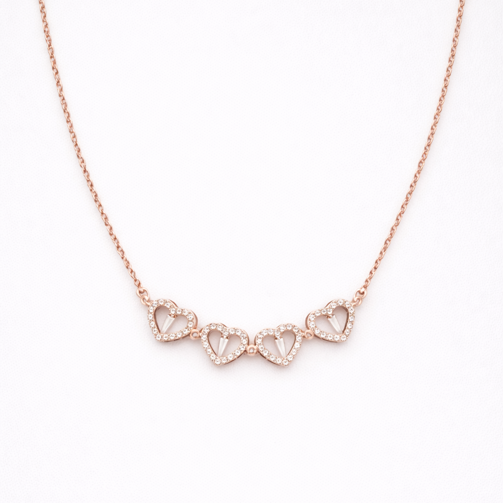 Roséline Convertible Flower Heart Necklace Rose Gold