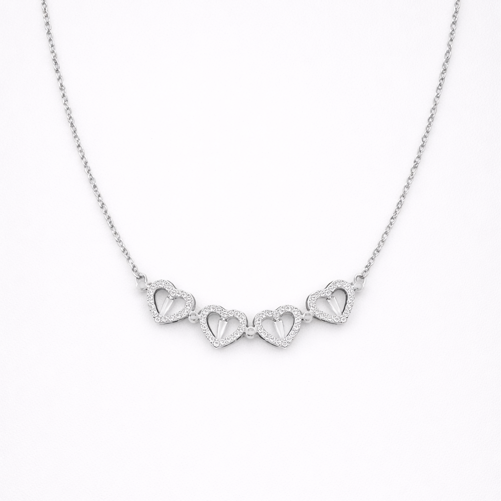 Roséline Convertible Flower Heart Necklace Silver