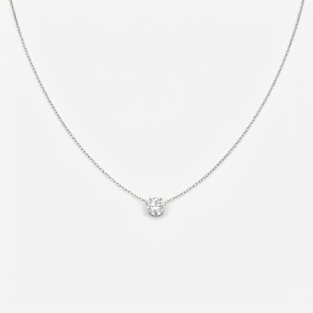 Isadora Minimal Stone Necklace Silver