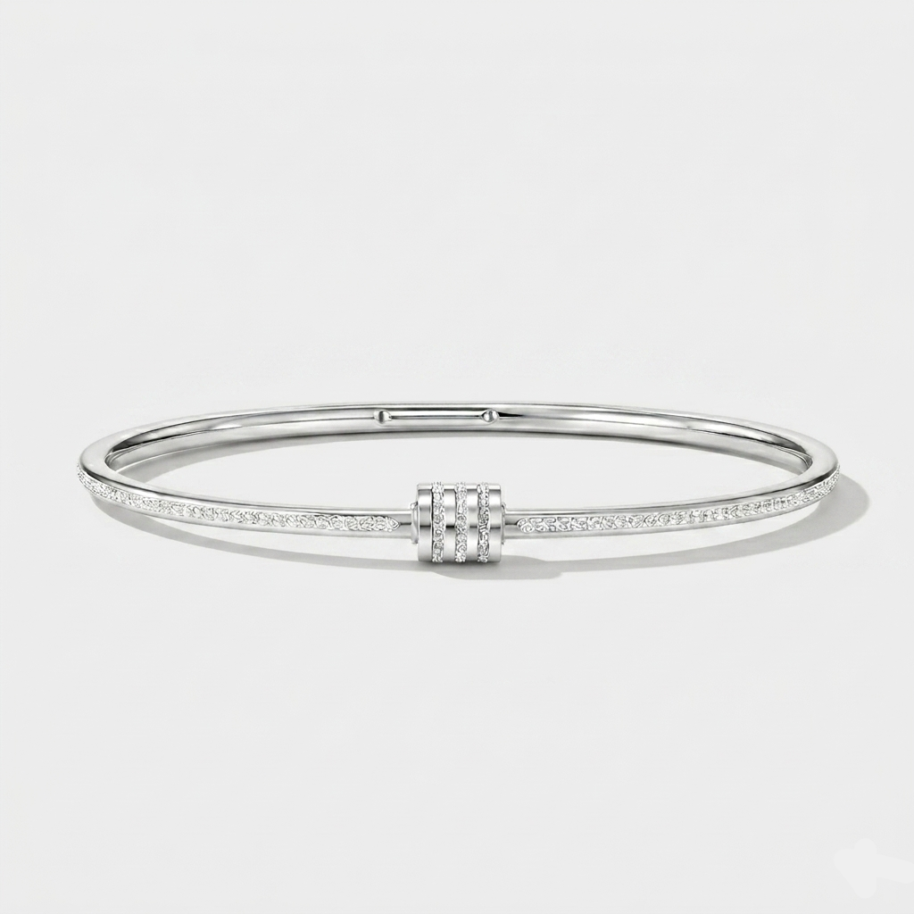 Novalie Pavé Orbit Cuff Bracelet Silver