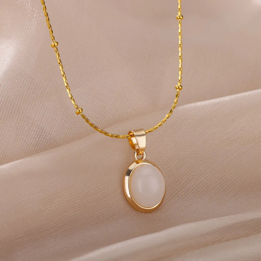 Sienna Opal Stone Necklace Pink