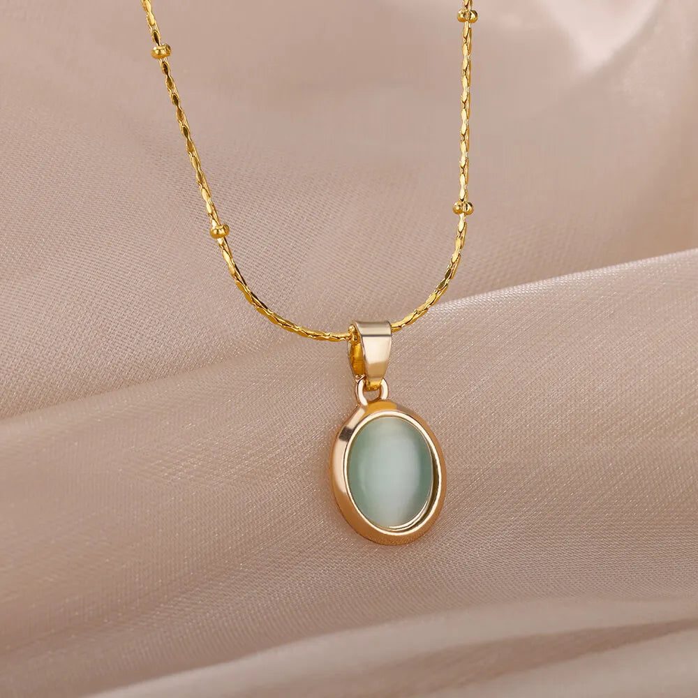 Sienna Opal Stone Necklace Blue