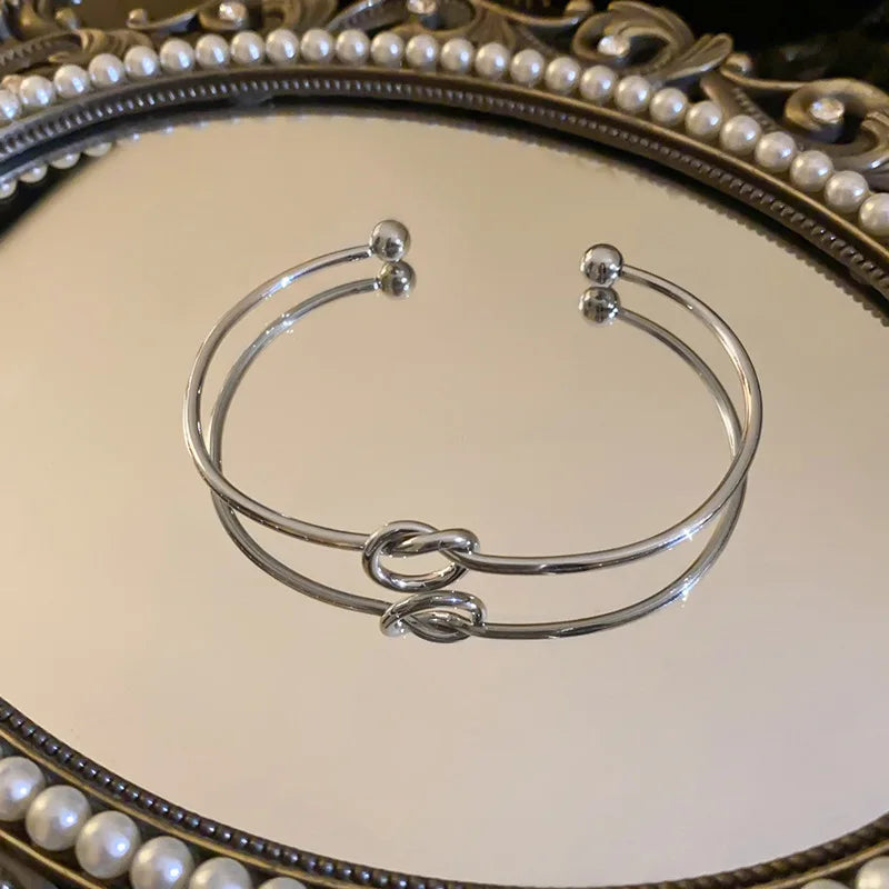Elodie Knot Cuff Bracelet SIlver