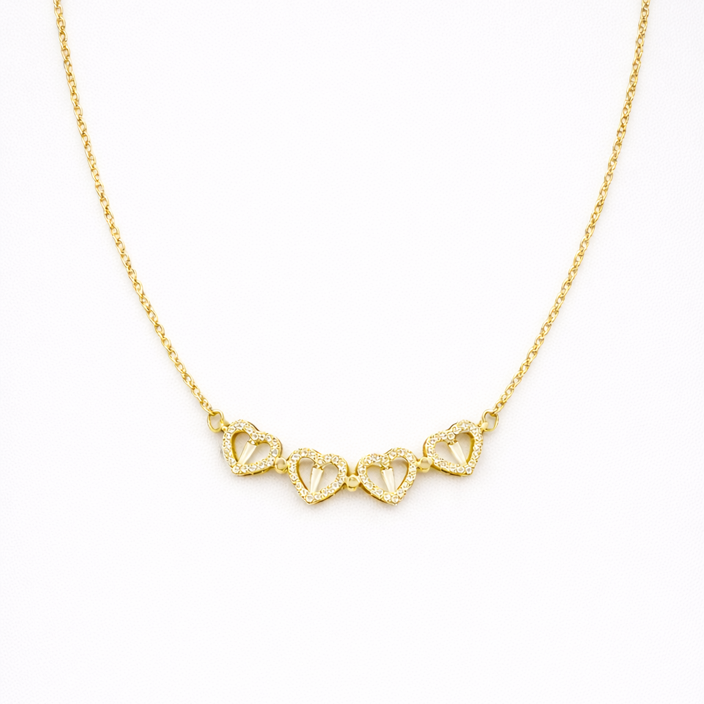 Roséline Convertible Flower Heart Necklace Gold