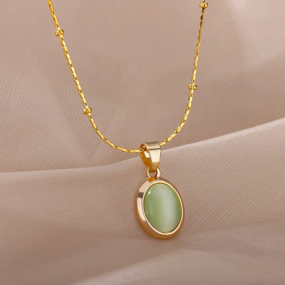Sienna Opal Stone Necklace Green